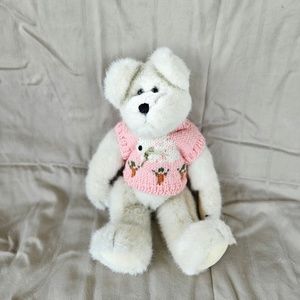 Boyds Bears Libby B. Bunster White w/ Pink Sweater Fully Jointed Retired 10"